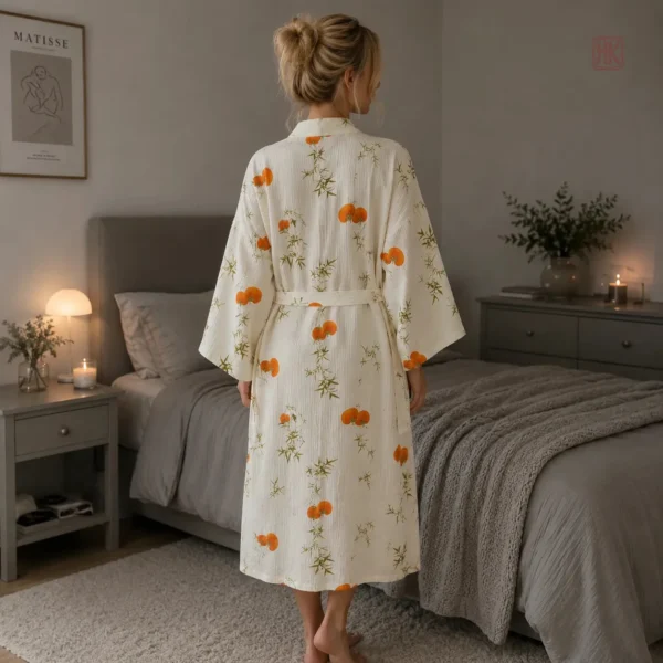 Peignoir féminin style kimono, idéal pour la détente