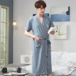 Peignoir Kimono Turquoise en coton pour homme