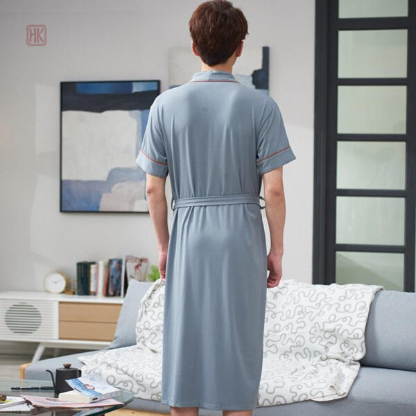 Peignoir léger en coton turquoise, style kimono pour homme