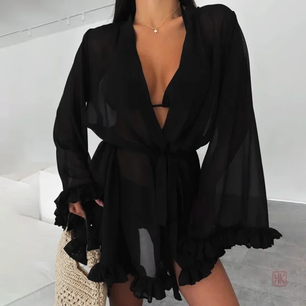 Peignoir confortable avec finition froufrous