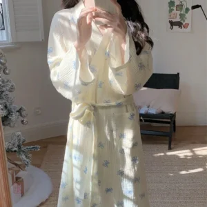 Peignoir Kimono Nuit à Nœuds pour femme