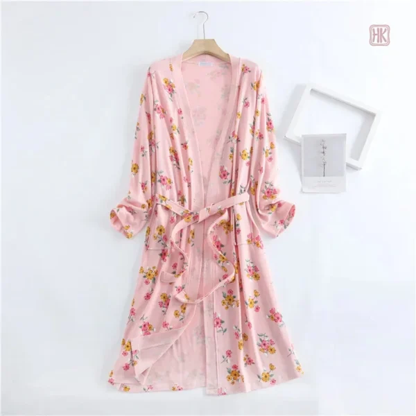 Peignoir Femme en Satin avec Design Fleuri
