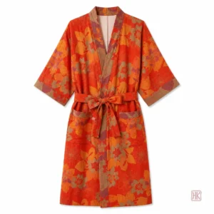 Peignoir Floral en Coton Style Kimono
