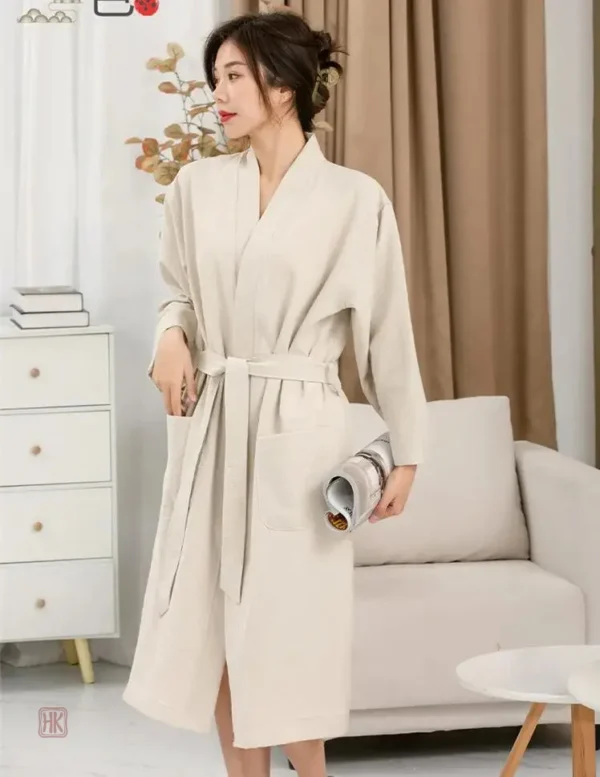 Peignoir kimono élégant en lin doux