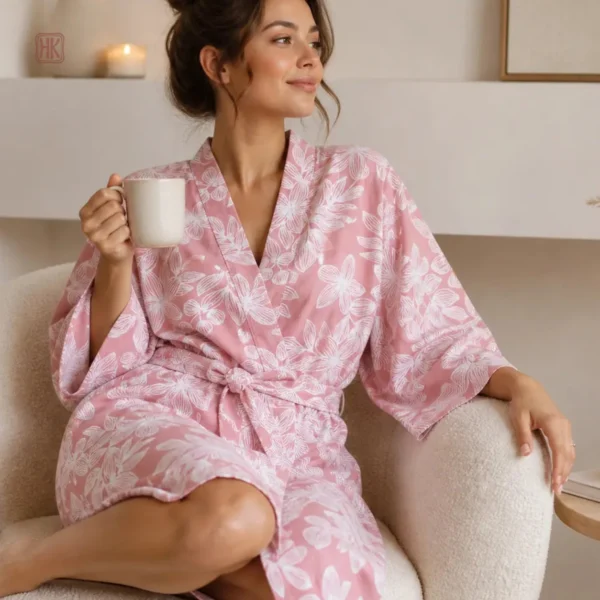 peignoir-kimono-en-gaze-de-coton-rose-1 Peignoir Kimono en Gaze de Coton Rose pour femme