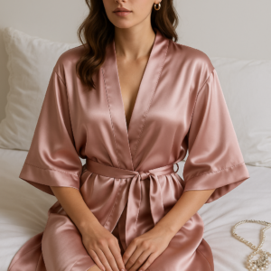 Peignoir Kimono Soie Rose