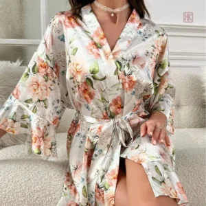 Peignoir élégant à motifs floraux pour femmes