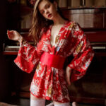 Peignoir Kimono Fleuri pour Femme