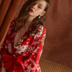 Peignoir Kimono aux motifs floraux japonais