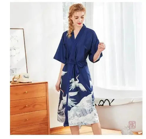 peignoir-kimono-grues-1 Peignoir Kimono Femme avec motif de grues