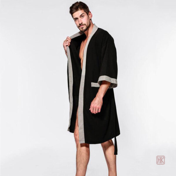 Peignoir léger en coton pour homme, style kimono