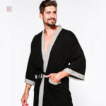 Vêtement de bain homme, peignoir kimono en coton