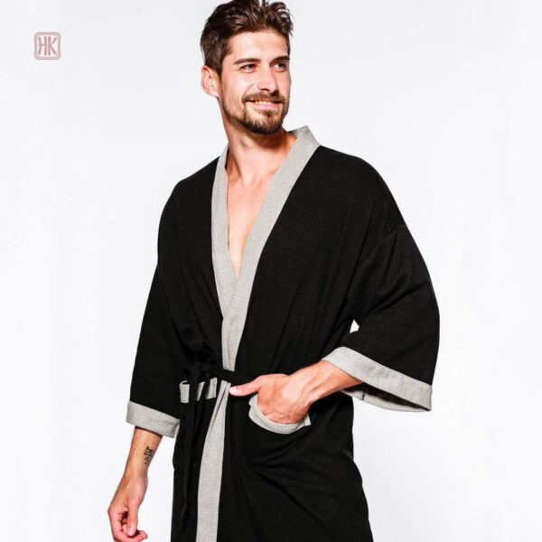 Vêtement de bain homme, peignoir kimono en coton