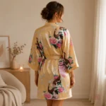 Kimono floral jaune, style léger et élégant