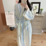 Peignoir Kimono Léger Bleu Vintage pour femme