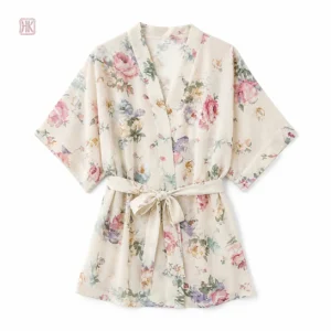 Peignoir léger à motifs floraux, idéal pour les moments de détente