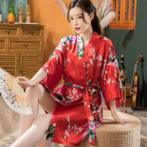 Peignoir Kimono Rouge Long pour Femme
