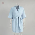 Peignoir femme style kimono en bleu léger