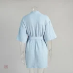 Vêtement d'intérieur kimono bleu manches courtes pour femme