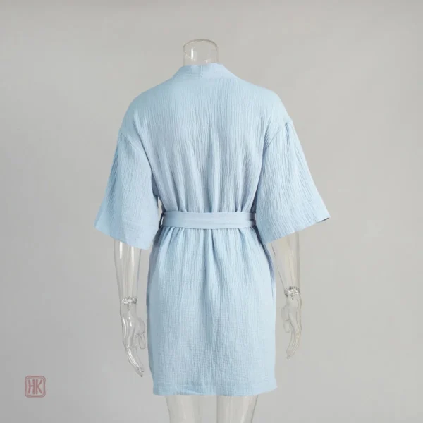 Vêtement d'intérieur kimono bleu manches courtes pour femme