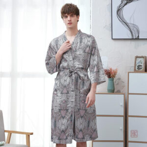 Peignoir kimono homme motif géométrique élégant