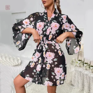 Peignoir Kimono Femme avec motif floral élégant