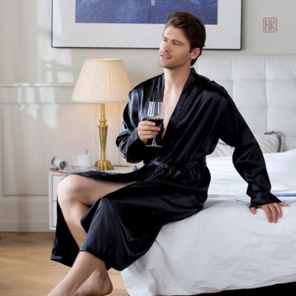 Peignoir kimono noir pour homme