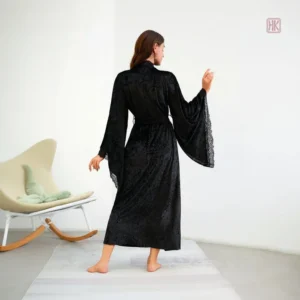 Kimono Femme Velours Noir Confortable et Chic