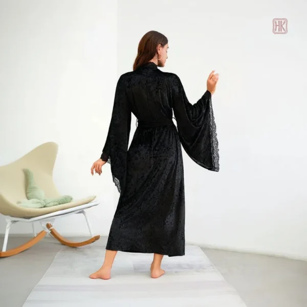 Kimono Femme Velours Noir Confortable et Chic