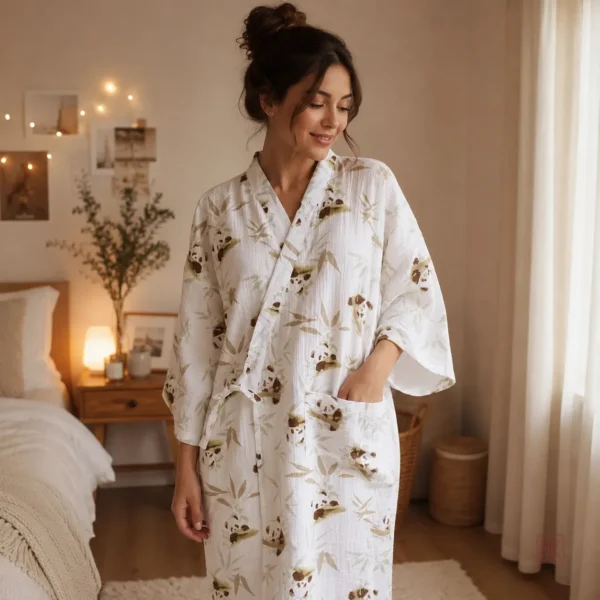 peignoir-kimono-panda-bambou-1 Peignoir Kimono Panda en Bambou pour femme