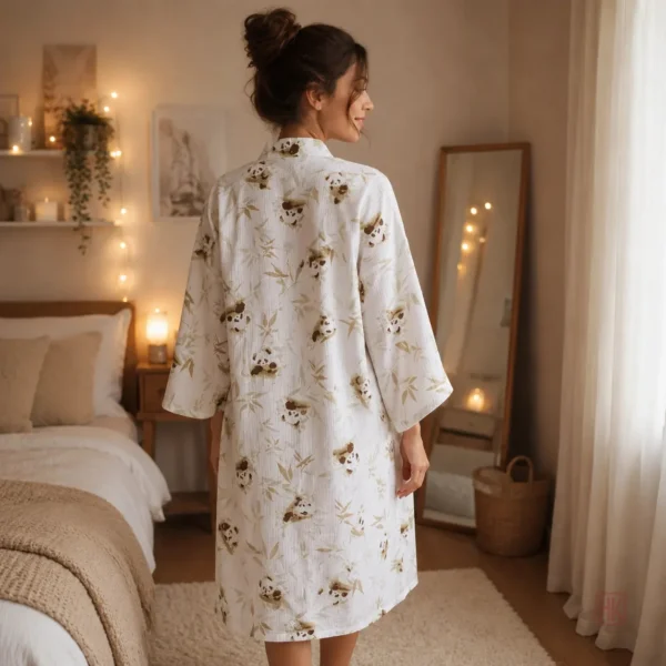 Peignoir léger en bambou avec motif panda