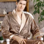 Peignoir kimono satin pour homme élégant et confortable