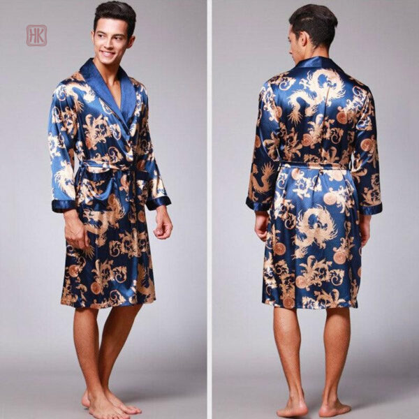 Peignoir kimono homme, tissu soyeux et raffiné