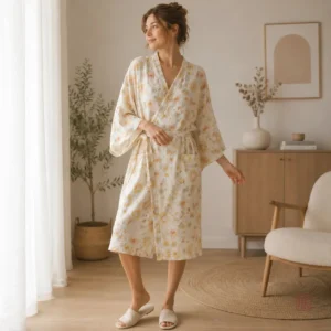 Peignoir Kimono Femme avec motif floral vintage