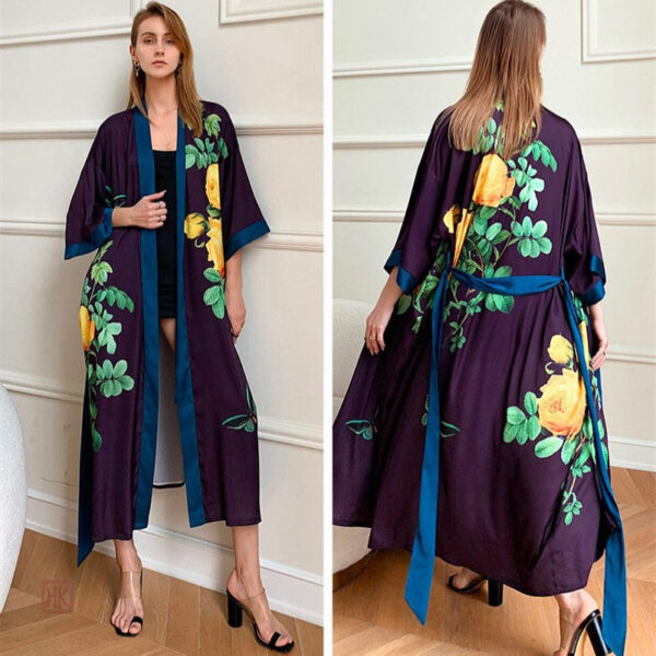 Vêtement de détente kimono, couleur violette pour femme