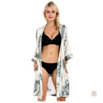 Peignoir satin femme au design floral