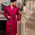 Peignoir Satin Soie Homme Luxe en style kimono
