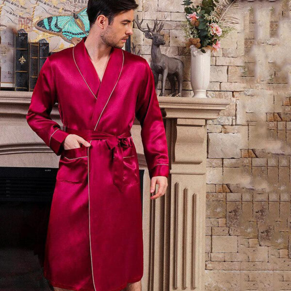 peignoir-satin-homme-luxe-soie-1 Peignoir Satin Soie Homme Luxe en style kimono