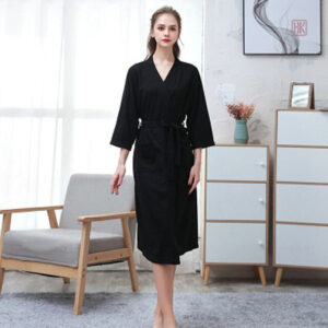 Peignoir satin noir femme