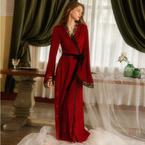 Peignoir kimono rouge pour femme