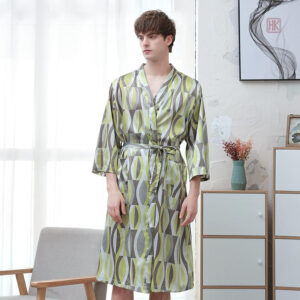 Peignoir kimono vert pour homme
