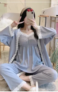 Pyjama Kimono Femme 3 pièces avec veste élégante