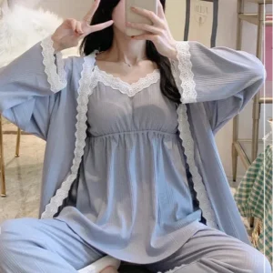 Pyjama Kimono Femme 3 pièces avec veste élégante