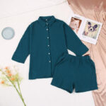 Kimono pyjama élégant pour femme bleu canard