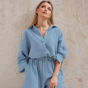Pyjama Kimono Femme Bleu Ciel