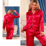 Pyjama Femme élégant en satin avec pantalon