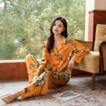 Kimono pyjama femme, teinte orange éclatante