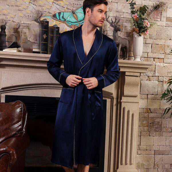 pyjama-homme-bleu-marine-1 Pyjama Homme Soie Bleu