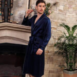 Peignoir Kimono Homme en soie bleue