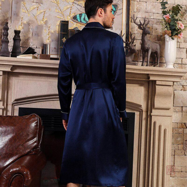 Pyjama en soie pour homme, couleur bleue